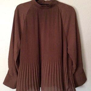 H&M Brown Pleated Blouse